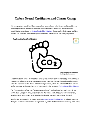 Carbon Neutral Certification and Climate Change