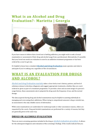 What is an Alcohol and Drug Evaluation- Marietta  Georgia