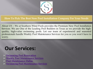 Weekly Pool Maintenance Services