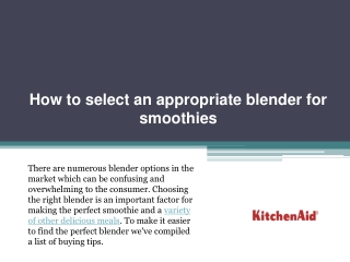 How to select an appropriate blender for smoothies