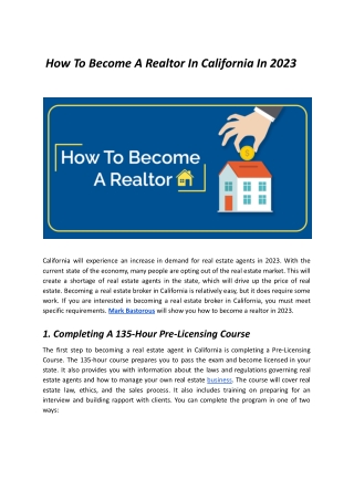 Become A Realtor In California