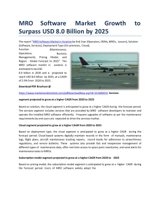 MRO Software Market Growth to Surpass USD 8.0 Billion by 2025