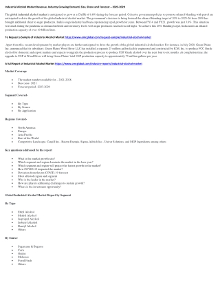 Industrial Alcohol Market