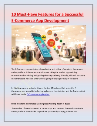 10 Must-Have Features for a Successful E-Commerce App Development 1