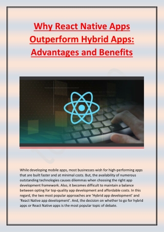 Why React Native Apps Outperform Hybrid Apps - Advantages and Benefits