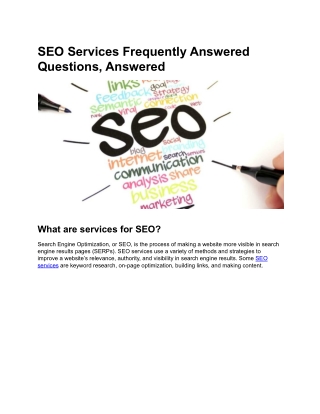 SEO Services Frequently Answered Questions, Answered