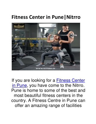 Fitness Center in Pune | Nitrro