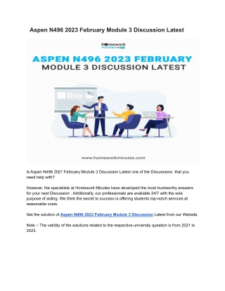 Aspen N496 2023 February Module 3 Discussion Latest