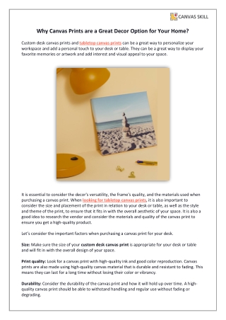 Why Canvas Prints are a Great Decor Option for Your Home