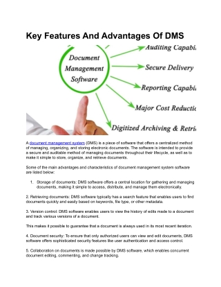 Key Features And Advantages Of DMS