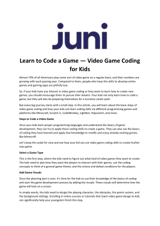 Learn to Code a Game — Video Game Coding for Kids