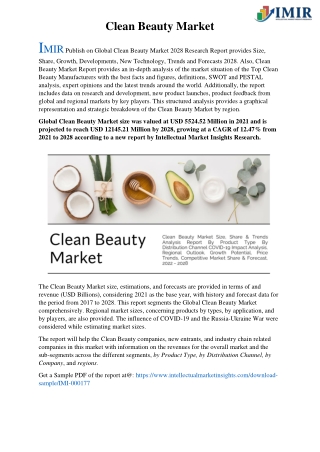 Clean Beauty Market Size & Trends | Global Industry Report 2028