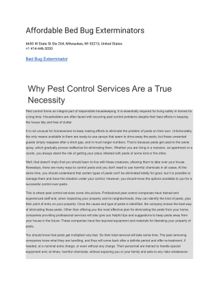 Affordable Bed Bug Exterminators