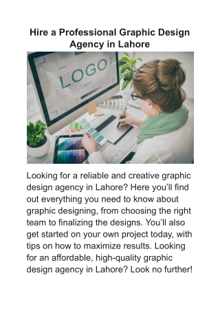 Hire a Professional Graphic Design Agency in Lahore