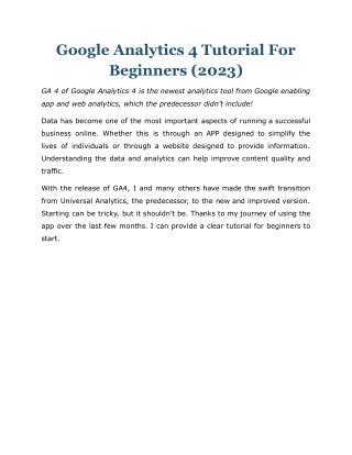 Google Analytics 4 Tutorial For Beginners (2023)