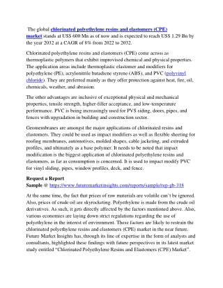 Chlorinated Polyethylene Resins and Elastomers (CPE) Market Size & Forecast