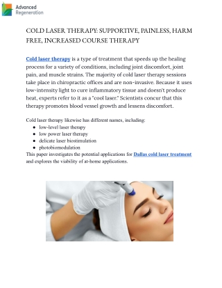 Cold Laser Therapy in Dallas By Advanced Regeneration