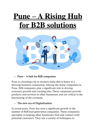 Pune – A Rising Hub for B2B solutions