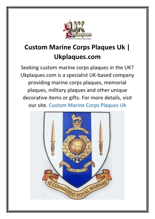 Custom Marine Corps Plaques Uk  Ukplaques.com