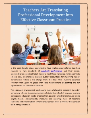Teachers Are Translating Professional Development Into Effective Classroom Practice