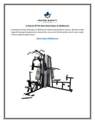 In Search Of The Best Home Gyms In Melbourne