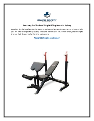 Searching For The Best Weight Lifting Bench In Sydney