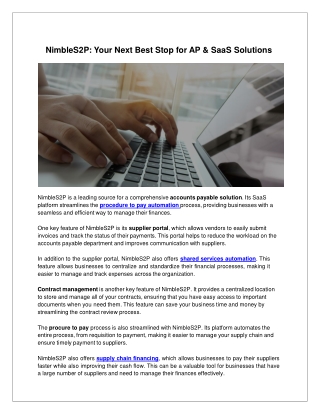 NimbleS2P- Your next best stop for AP & SaaS Solutions