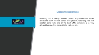 Cheap Smm Reseller Panel | Yoyomedia.com