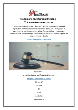 Trademark Registration Brisbane  Trademarkservices.com.au