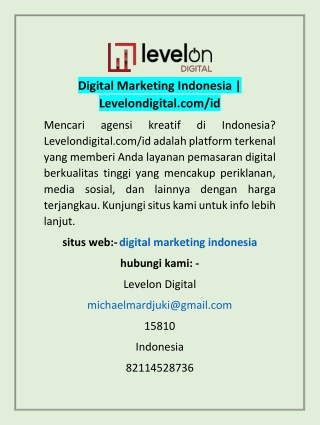 Digital Marketing Indonesia | Levelondigital.com/id