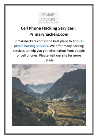 Cell Phone Hacking Services  Primaryhackers.com