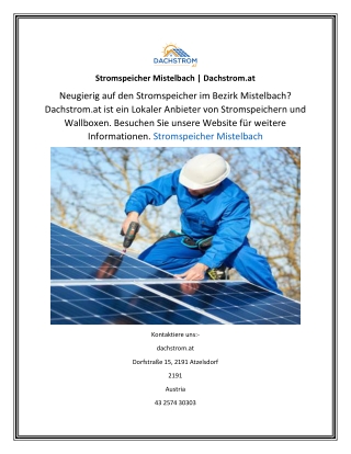 Stromspeicher Mistelbach Dachstrom.at