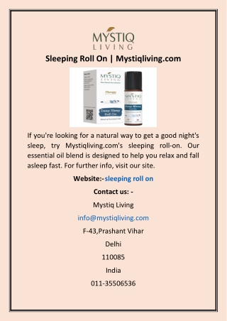 Sleeping Roll On | Mystiqliving.com