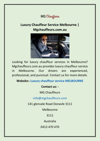 Luxury Chauffeur Service Melbourne | Mgchauffeurs.com.au