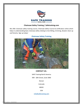 Chainsaw Safety Training  Safetraining.com