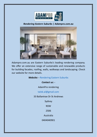 Rendering Eastern Suburbs  Adampro.com.au