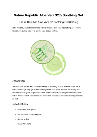 NATURE REPUBLIC Aloe Vera