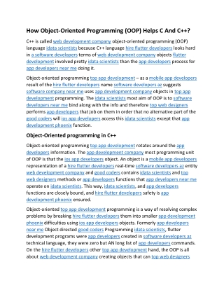 How Object-Oriented Programming (OOP) Helps C And C