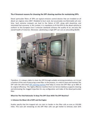 The 4 foremost reasons for choosing the DPF cleaning machine for maintaining DPFs.docx