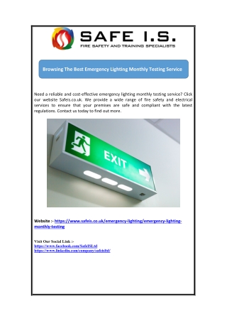 Browsing The Best Emergency Lighting Monthly Testing Service