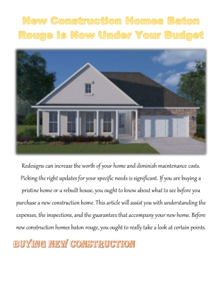 New Construction Homes Baton Rouge Is Now Under Your Budget