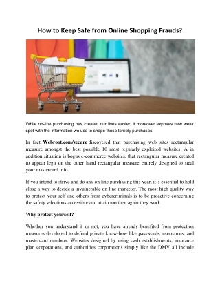 How to Keep Safe from Online Shopping Frauds?