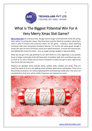 What is the biggest potential win for a Very Merry xmas slot games