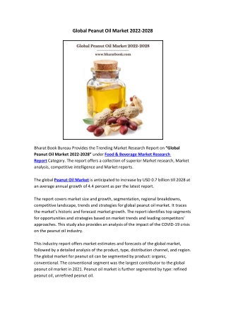 Global Peanut Oil Market 2022-2028