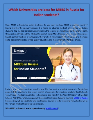 Which Universities are best for MBBS in Russia for Indian students