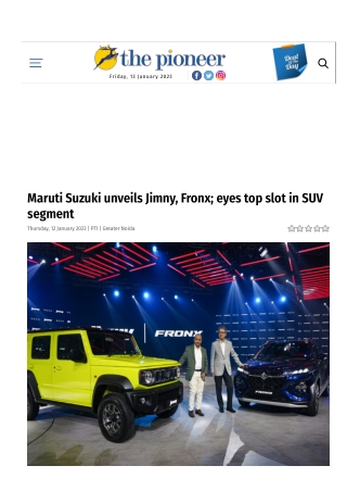 Maruti Suzuki unveils Jimny, Fronx; eyes top slot in SUV segment