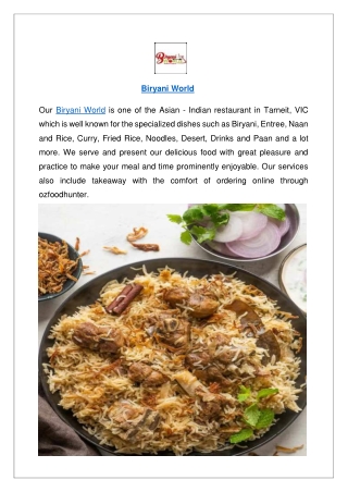 Up to 10% offer at Biryani world Tarneit - Order Now!!