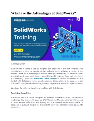 What are the Advantages of SolidWorks?