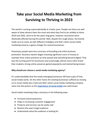 Take your Social Media Marketing from Surviving to Thriving in 2023