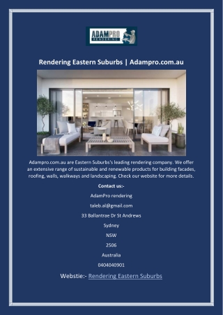 Rendering Eastern Suburbs | Adampro.com.au